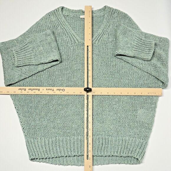 Annette Gortz Germany Green Open Knit V-Neck Sweater Lagenlook Women's Small - Picture 6 of 6